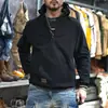 Comercio Transfronterizo Pesado Sudadera Pulóver de Media Cremallera Estilo Americano Otoño e Invierno con Capucha Color Sólido Cálida Gruesa Chaqueta de Trabajo para Hombre