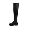 Botas altas de cuero elásticas por encima de la rodilla, sexys, con suela gruesa y tacón grueso, para mujer, abrigo de invierno 2024