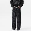 American Tie-Dye Machete Sweatpants Masculino Outono Plus Size Grande Reto Sujo Macacão Solto Casual Calças de perna larga