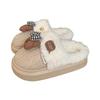 Chinelos de Casa Quentinhos Casuais e Estilosos de Inverno para Mulheres com Laço e Design de Urso, Doces e Fofos na Moda Estilo Ins