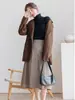 Suéter de punto de cuello alto para mujer, otoño e invierno, manga larga, corte ajustado, engrosado, versátil, top básico, suéter de ropa interior negra y blanca
