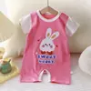 Novas Roupas de Verão para Recém-Nascidos, Macacão Fino de Algodão Puro com Manga Curta e Abertura entre as Pernas, Macacão de Bebê, Roupa Infantil