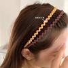 Diadema de dientes largos esmerilados, con ondas de color caramelo coreano, antideslizante, para lavar el cabello, maquillaje facial, diadema sencilla para exteriores