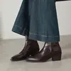 Botines Chelsea Básicos Versátiles Lavables de Piel de Vaca de Alta Calidad para Viajeros Invierno 2026 Tacón Medio Grueso Punta Fina Piel Genuina Botines Tobilleros para Mujer