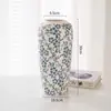 Jarrón de Porcelana Azul y Blanco, Cerámica Estilo Chino Vintage de Pie, Pieza Decorativa de Alta Gama para Sala de Estar, Arreglo Floral Clásico de Alta Gama