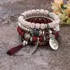Joias Bohemianas da Moda Femininas Asas de Franja Eu Te Amo Pingente Conjunto de Pulseiras de Contas em Camadas com Franjas