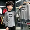 Camiseta de Manga Larga de Forro Polar con Estampado Divertido para Niños, Primavera y Otoño, para Niños Medianos y Grandes, Estilo Coreano, Elegante, Informal, Capa Base