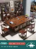 Juego de mesa de té y sillas de madera maciza, una mesa y cinco sillas, mesa de té de oficina estilo chino nuevo, juego de té para el hogar, mesa de té integrada para preparar té