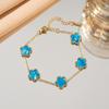 Pulseira transfronteiriça de aço titânio trevo da sorte trevo de cinco folhas cinco flores luz luxo high-end nicho feminino gradiente joias de aço inoxidável