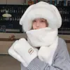 Sombrero para Mujer 2026 Invierno Nuevo Estilo Orejas de Conejo Lindas Bufanda y Guantes de Felpa Todo en Uno Caliente Protección para Orejas Calentador de Cuello
