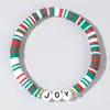 Pulseras de Cuentas con Letras Navideñas Más Vendidas, Pulseras de Cuentas de Arcilla Suave Rojas y Verdes, Accesorios para Fiestas Navideñas, Regalos para Mejores Amigos