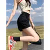 Shorts de mezclilla negros para mujer con figura de pera, talla grande de verano, tiro alto, elásticos, que cubren la cadera, adelgazantes, línea A, hot pants de pierna ancha