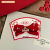 Nova Presilha de Cabelo com Bola de Pelúcia e Franja Estilo Chinês para Meninas, Doce e Festiva, Alto Apelo Estético, Acessório de Cabelo com Atmosfera de Ano Novo
