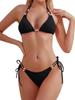 Conjunto de Bikini Triangular de Encaje con Cordones para Mujer de Nylon Transfronterizo Personalizado Sexy Traje de Baño de Dos Piezas Lindo Traje de Baño con Cuello Halter