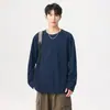 Camiseta Simples de Cor Sólida Estilo Japonês Gola Alta Manga Longa Masculina Outono e Inverno Algodão Puro Marca de Moda Masculina e Feminina Camiseta Básica de Roupa de Baixo