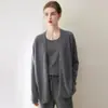Cardigan de Tricô Feminino Konsaini 100% Caxemira Elegante Moderno Solto Relaxado Suave