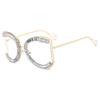 Nueva moda Caja de Metal D casa mismo estilo incrustaciones de diamante preciosas pasarela luz lujo gafas de sol femenina ins celebridad de internet gafas lisas