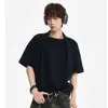 Camiseta Versátil de Calle con Tachuelas, Manga Corta Dividida para Hombre, Nuevo Estilo de Verano, Marca de Moda, Patchwork Desestructurado Casual Americano de Media Manga