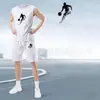 Conjunto de Regata Sem Mangas de Corrida Masculina de Secagem Rápida Transfronteiriço Roupas de Treinamento Físico Camisa de Basquete Conjunto de Duas Peças com Regata e Shorts de Verão