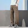 Calças Masculinas de Verão 2025 Novas Soltas Retas Multibolsos Duráveis Roupa de Trabalho Americana Casual Calças Compridas para Homens Jovens e de Meia-Idade