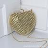 Nuevo Color Bolsa de Noche con Forma de Corazón de Diamante Bolso de Mano de Diamante Cadena Cruzada Refinada de Gama Alta Bolso Elegante para Mujer