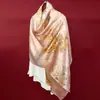 Bufanda larga de seda jacquard satinado Sangbo con estampado floral, moda estilo coreano de seda 12MM Bufanda larga accesorio de viaje de satén Sangbo