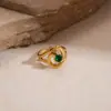 Anel Aberto Geométrico Espiral de Zircônia em Aço Inoxidável Leve Luxo Anel de Alta Qualidade Exquisito Simples Versátil Joia de Mão para Mulheres