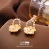 Brincos de tarracha de camélia com gota de óleo cravejados de diamantes vintage com pino de prata, estilo elegante francês, brincos versáteis, brincos modernos e de alta qualidade