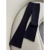 Jeans Acampanados Forrados de Polar Negro para Mujer, Tendencia Otoño e Invierno 2025, Nuevos Pantalones de Campana Elásticos de Cintura Alta Ajustados