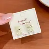 Set de Pendientes de Gato Rosa Fresco y Lindo de Dibujos Animados para Mujer Pendientes Estilo Scooter con Aguja de Plata para Niños Estudiantes Infantiles