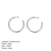 Pendientes de Aro Abierto de Acero Inoxidable Estilo Europeo y Americano para Mujer, Diseño de Tubo Grueso de Alta Gama, Simples y Versátiles, Pendientes que No se Desvanecen, Al por Mayor en Stock