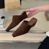 2026 Nuevos Zapatos Mocasines de Cuña Estilo Coreano de Punta Cerrada y Medio Abiertos para Usar Afuera Temperamento de Moda Cómodos Sandalias de Tacón Alto Zapatillas para Mujer