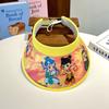 Sombrero de ala grande con dibujos animados para niños, protector solar de verano para exteriores, para niños y niñas, sombrero de sol con parte superior vacía, novedad de 2025