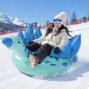 Boia inflável para neve em formato de dinossauro, boia de neve de PVC espessado, tubo de esqui para atividades de inverno ao ar livre para adultos e crianças