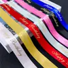 Cinta Personalizada Feliz Cumpleaños Empaque Caja de Regalo Cinta con Lámina Dorada Accesorios de Lazo para Ropa Cinta con Letras Rojas