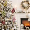 Ramas Navideñas Doradas de 33 cm con 6 Hojas, Suministradas por Amazon para Comercio Electrónico Transfronterizo, Decoración de Corona para Árbol de Navidad con Hojas Doradas