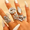 Anillo Abierto de Acero Inoxidable con Diseño Irregular de Flor y Hoja para Mujer con Textura y Estilo Único, Anillo Abierto para Dedo Índice