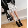 Tacones Altos de Ballet para Aumentar Estatura Pequeña Botines de Otoño Piel Suave Cómodos Versátiles Moño Tacón Grueso Suave Botines Delgados