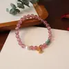 Nova Pulseira de Cristal de Morango Natural com Contas Moda Versátil Toque de Luxo Joia para Pulso Joia Doce Fresca