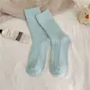 Calcetines de Punto Grueso de Color Sólido Otoño Nuevo Youjiaxiu Calcetines Holgados de Moda Ins Calcetines de Algodón de Doble Aguja de Tubo Medio Calcetines Macaron para Mujer