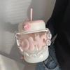 Estilo Coreano Estilo ins Dibujo Animado Lindo Vaso Pequeño Fresco con Portátil Chica Alto Sentido para Beber Copa de Alto Borosilicato