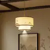Lustre estético para sala de estar estilo Dinastia Song, luz principal para salão Zen estilo chinês novo, luminárias retrô de tecido para quarto e sala de jantar