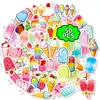 50 Piezas de Pegatinas de Dibujos Animados Estilo Graffiti de Cono de Helado de Macarrón, Pegatinas Pequeñas con Asa Fáciles de Arrancar para Decoración de Diario