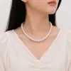 Collar de Perlas Estilo Retro Francés de Calidad Shijia Mismo Estilo Nicho Lujo Accesible Cadena Clavícula Simple Versátil Collar de Cuello