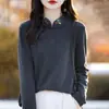2024 Nuevo Camiseta Básica Bordada De Rong Estilo Chino Nuevo para Mujer para Primavera y Otoño, Elegante Top de Manga Larga para Usar en Capas o como Prenda Exterior