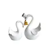 Decoração de bolo cisne preto e branco Dia dos Namorados decoração de bolo de casamento fogo boneca Decoração de mesa de sobremesa Flamingo decoração