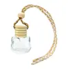 Botella ambientador para coche, accesorio colgante para coche, dispensador de perfume colgante para coche con cuerda y tapa de madera, botella de vidrio compacta