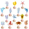 Estrella de mar, Caballito de mar, Coral, Concha, Sirena Topper para Pastel de Cumpleaños, Decoración de Pastel de Cumpleaños de Sirena del Océano
