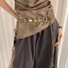 Corda Marrom para Cintura com Miçangas de Concha Trançada Estilo Étnico Retrô Nicho Feminino com Saia Cinto Fino Acessórios