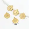 Colgante de Protección de Color Chapado en Oro de 14K con Círculo y Carácter de Fortuna Accesorio de Joyería Hecho a Mano DIY Colgante de Fortuna Dorado Pequeño Encanto D105